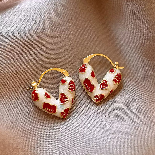 red heart earrings