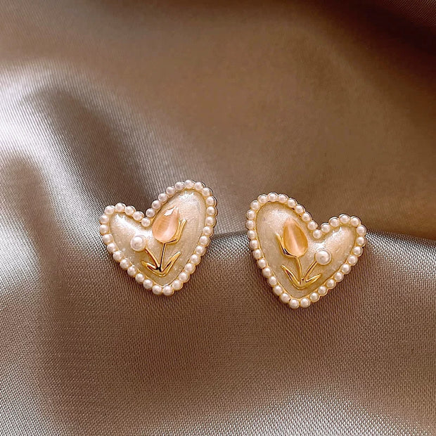 pink heart earrings