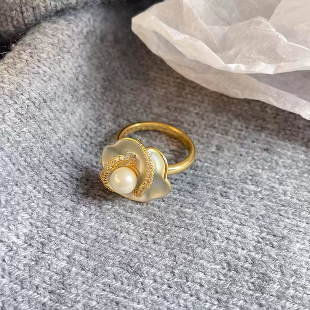 handmade baroque pearl adjustable ring