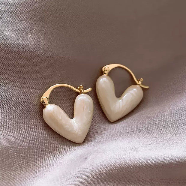 white heart earrings