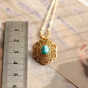 old glaze cross heart peach antique vintage pendant necklace