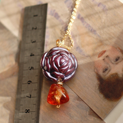 old glaze cross heart peach antique vintage pendant necklace