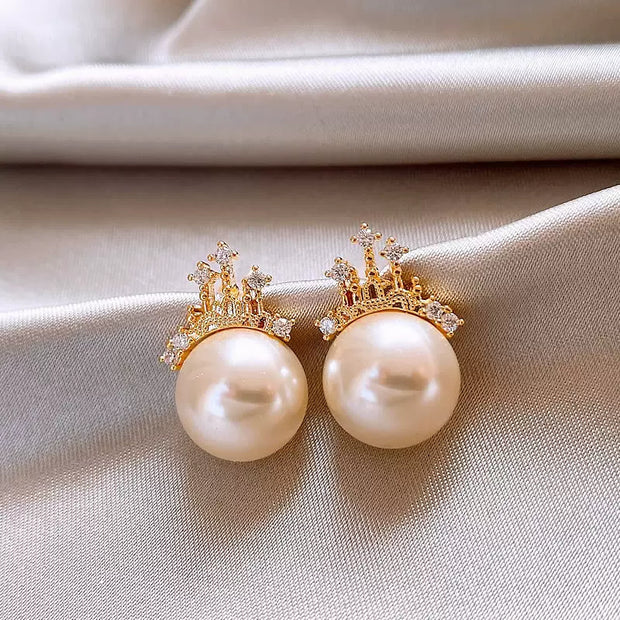 crown pearl earrings