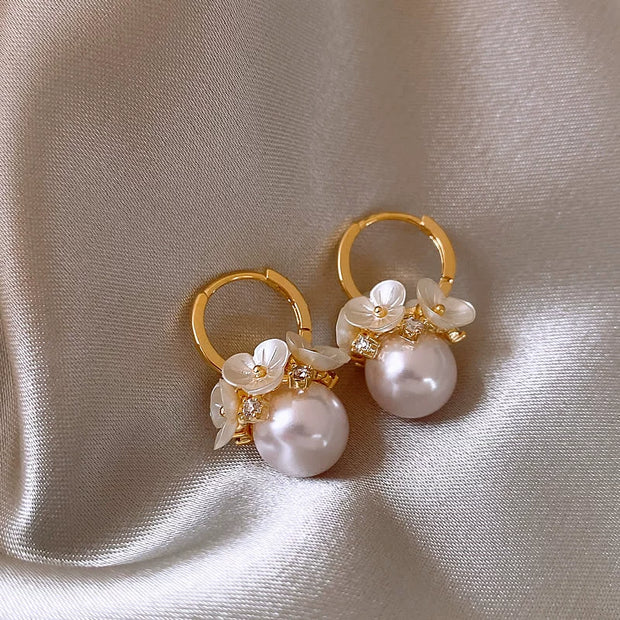 flower pearl earrings