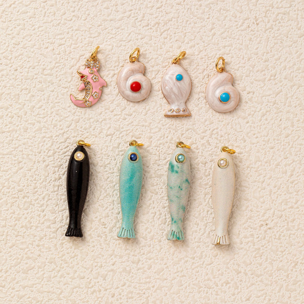 Hand-painted ceramic vintage pendants