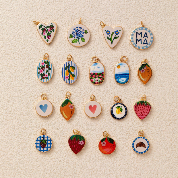 Hand-painted ceramic vintage pendants