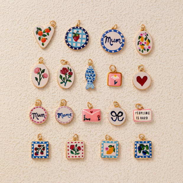 Hand-painted ceramic vintage pendants