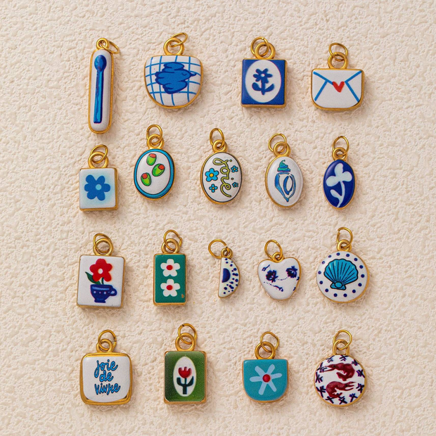 Hand-painted ceramic vintage pendants