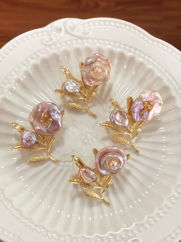 baroque petal pearl brooch