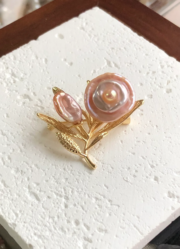 baroque petal pearl brooch