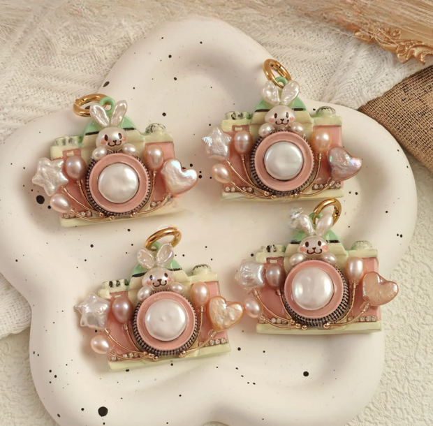 handmade baroque pearl camera pendant