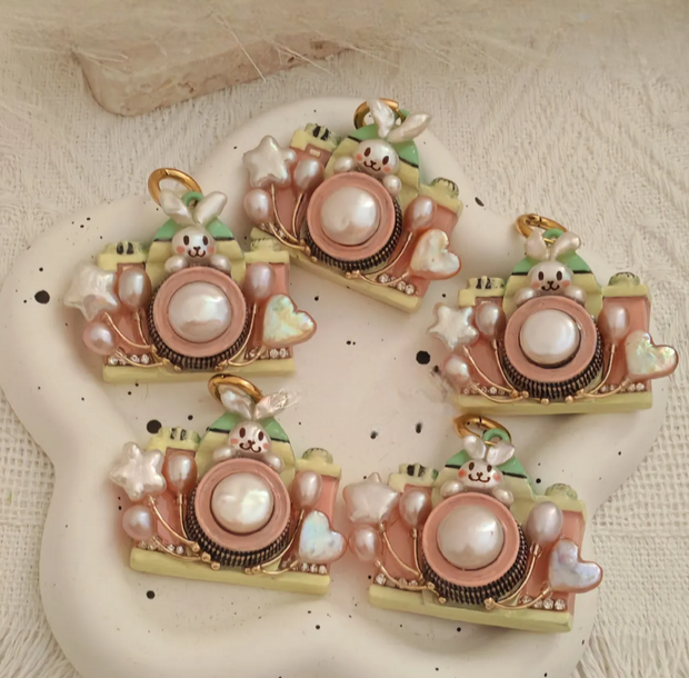 handmade baroque pearl camera pendant