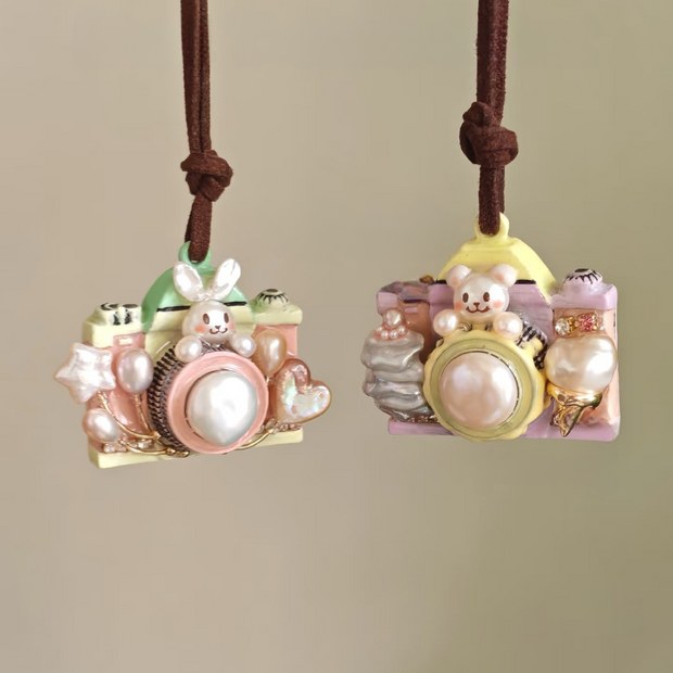 handmade baroque pearl camera pendant