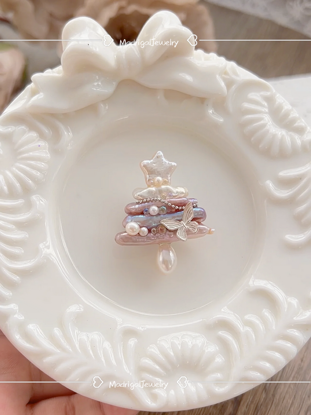 handcrafted Iridescent baroque pearl Christmas tree pendant
