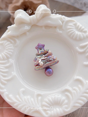 handcrafted Iridescent baroque pearl Christmas tree pendant