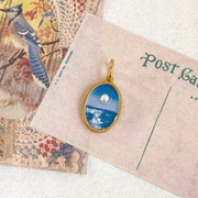 hand-painted baroque pearl floral Oil painting pendant