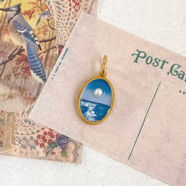 hand-painted baroque pearl floral Oil painting pendant