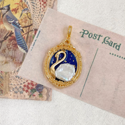 hand-painted baroque pearl floral Oil painting pendant