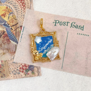 hand-painted baroque pearl floral Oil painting pendant