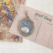 hand-painted baroque pearl floral Oil painting pendant