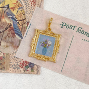 hand-painted baroque pearl floral Oil painting pendant