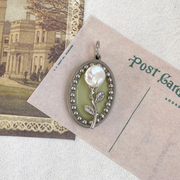 hand-painted baroque pearl floral Oil painting pendant