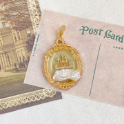 hand-painted baroque pearl floral Oil painting pendant