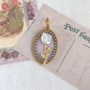 hand-painted baroque pearl floral Oil painting pendant
