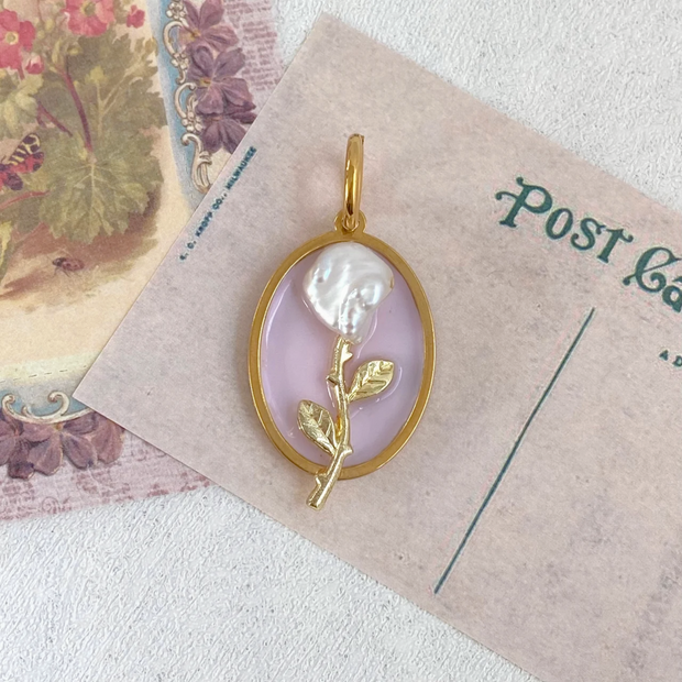 hand-painted baroque pearl floral Oil painting pendant