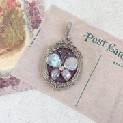 hand-painted baroque pearl floral Oil painting pendant