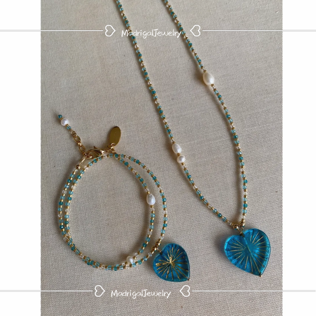Blue Ocean Heart crystal bracelet