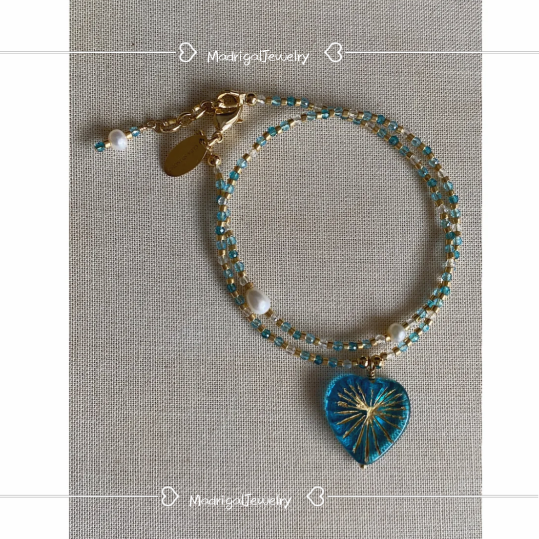 Blue Ocean Heart crystal bracelet