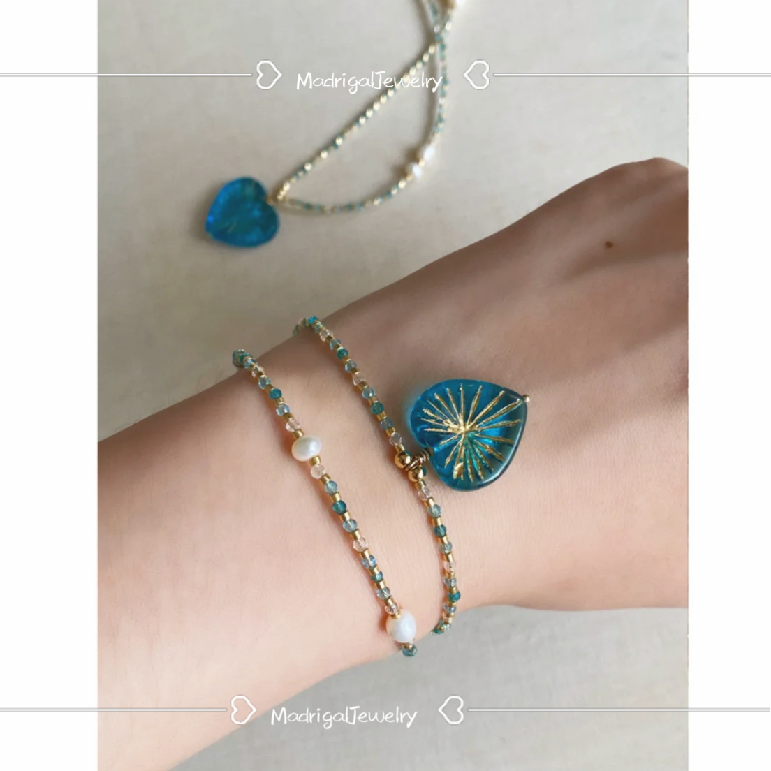 Blue Ocean Heart crystal bracelet