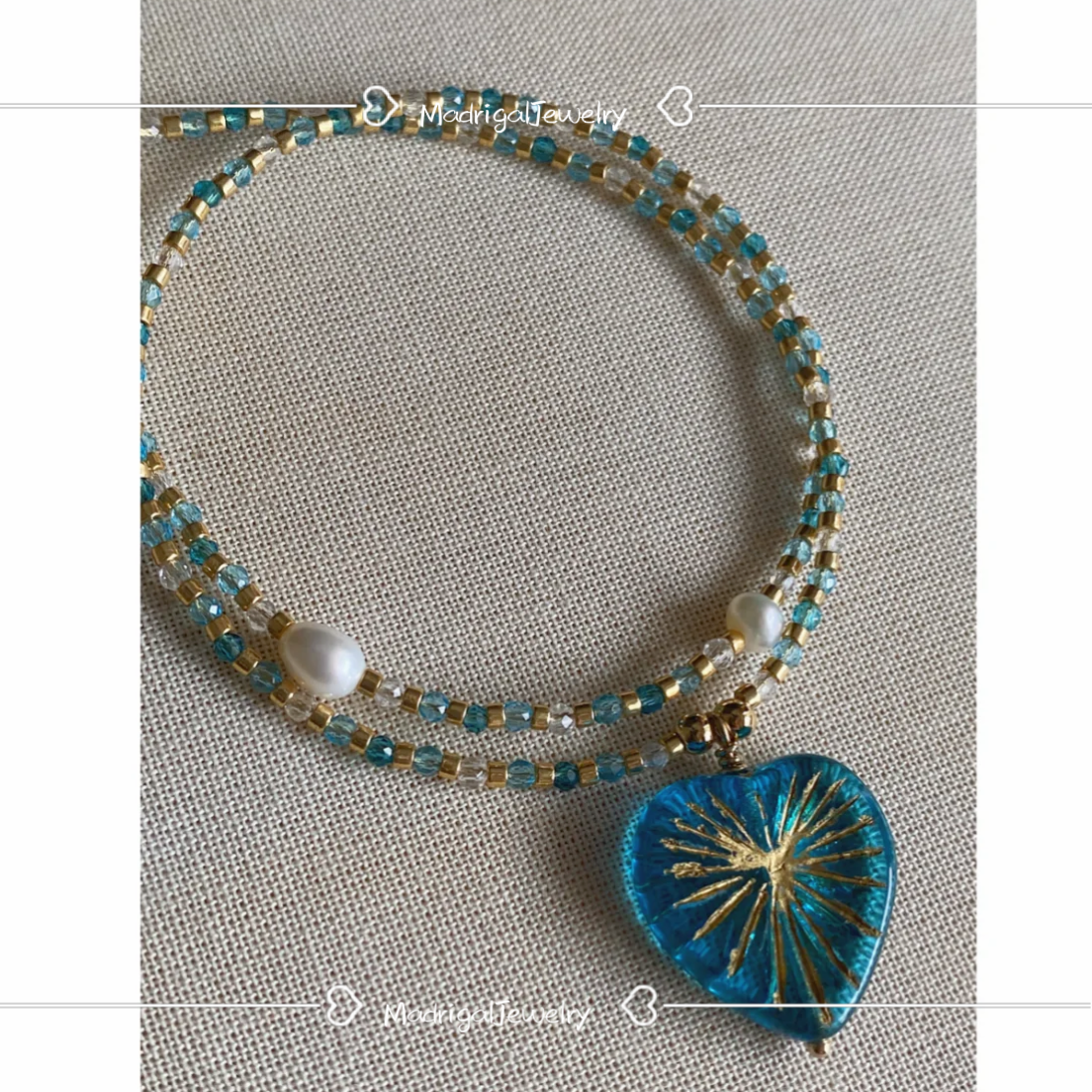 Blue Ocean Heart crystal bracelet