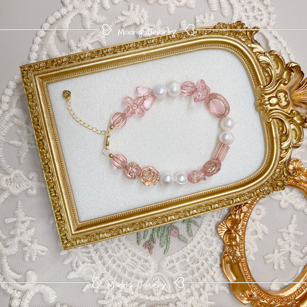 original floral butterfly natural pearl bracelet