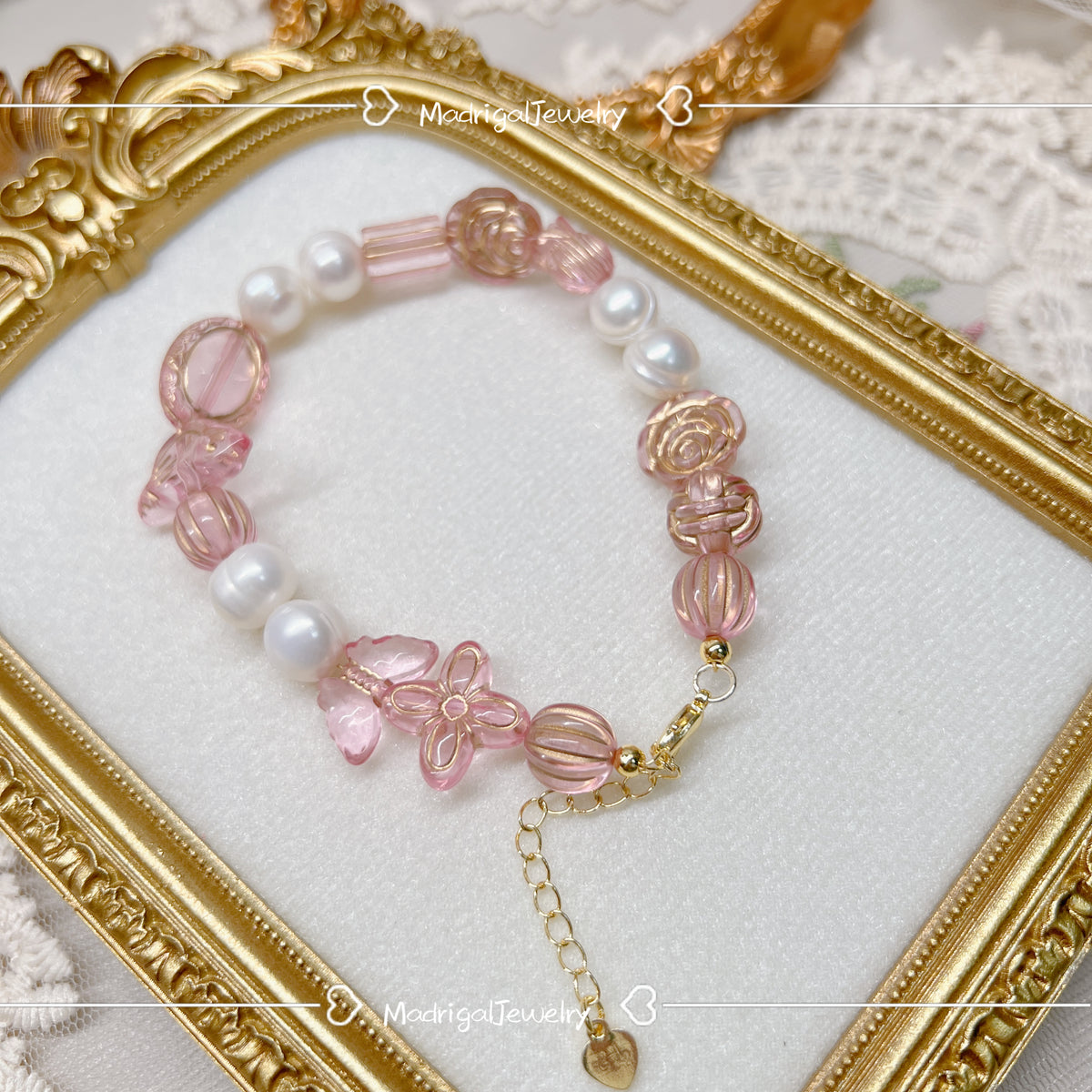 original floral butterfly natural pearl bracelet