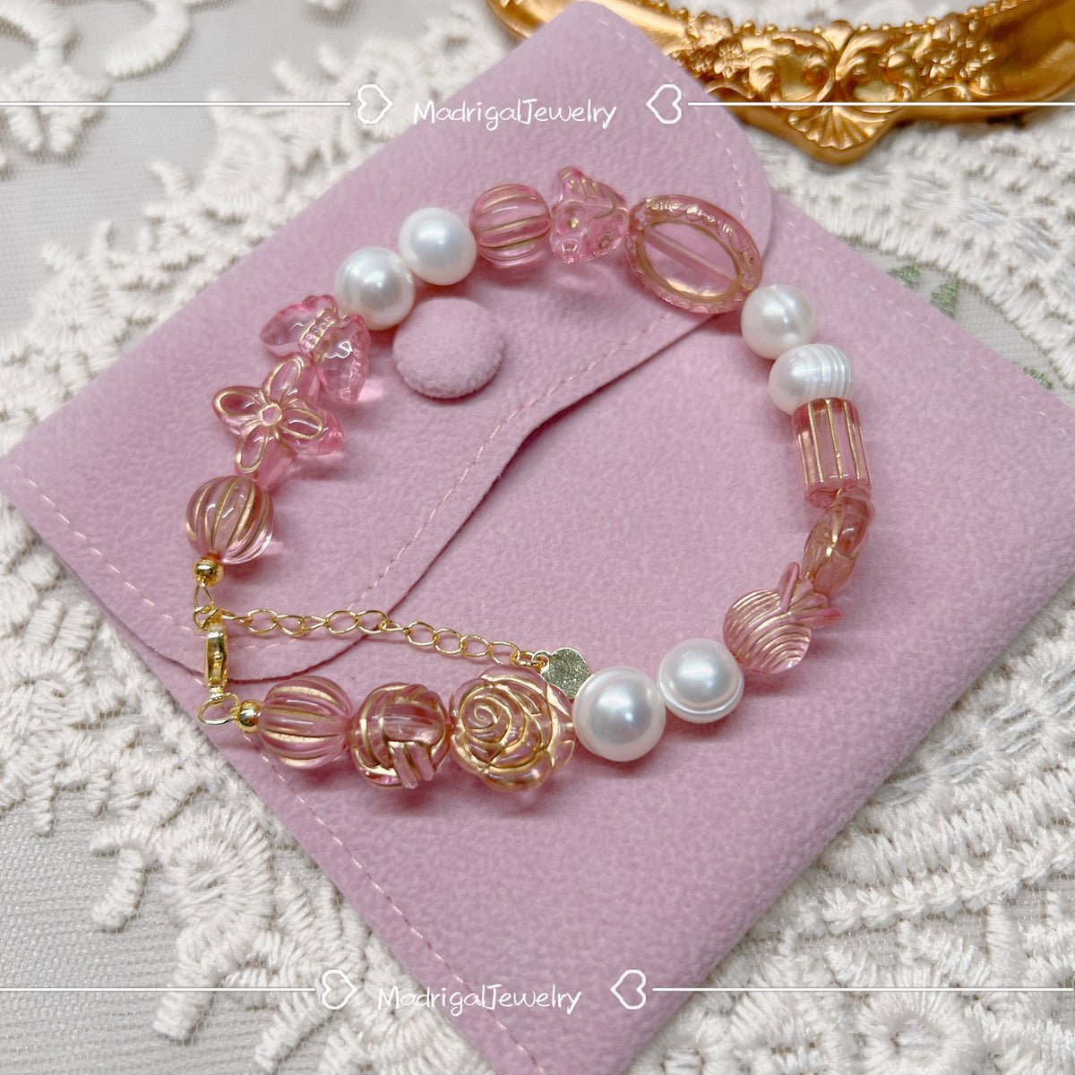 original floral butterfly natural pearl bracelet