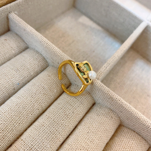 French retro niche design natural baroque pearl ring