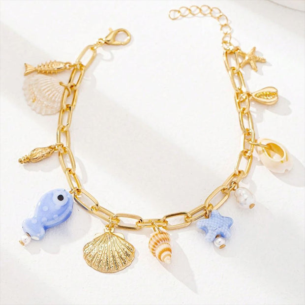 Starfish Shell Beaded Summer Beach Ocean Bracelet