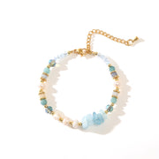 Aquamarine Blue Crystal Baroque Freshwater Pearl Necklace