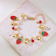 Cute Wild Summer Cherry Love Strawberry Pearl Crystal Bracelet