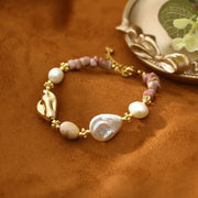 Original Rose Stone Baroque Freshwater Pearl Necklace