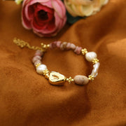 Original Rose Stone Baroque Freshwater Pearl Necklace
