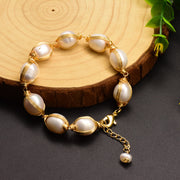 Natural Baroque Pearl Blue Crystal Bracelet