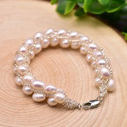 Natural Baroque Pearl Blue Crystal Bracelet
