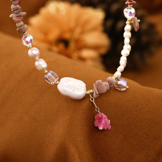Original Baroque Rose Stone Freshwater Pearl Necklace