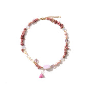 Original Baroque Rose Stone Freshwater Pearl Necklace