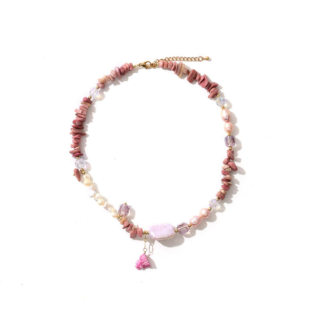 Original Baroque Rose Stone Freshwater Pearl Necklace