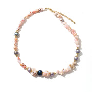 Woven Bud Pink Opal Natural Freshwater Pearl Necklace
