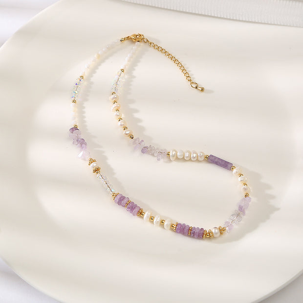 Amethyst Shell Purple Aventurine Baroque Pearl Necklace